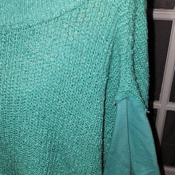 Free People Womens Green Oversized Chunky Crop Sweater‎ Small - Picture 3 of 5